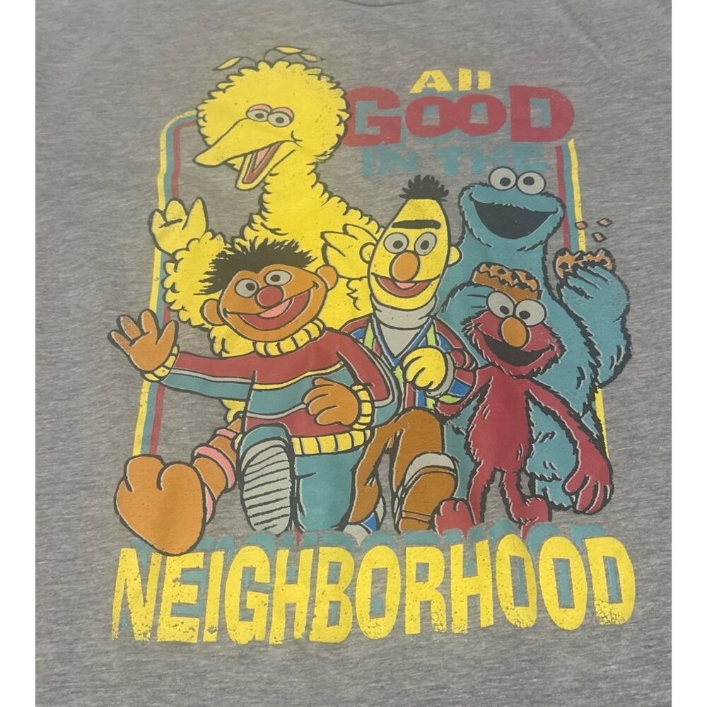 Sesame Street All Good in Neighborhood Graphic Tee Cotton Blend Men Size L-READ